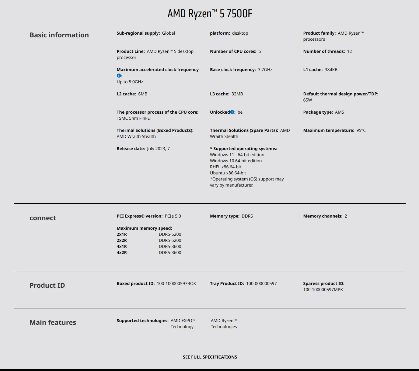 AMD Ryzen 5 7500F 3.7GHz 6-Cor - مراجعة Pc Gaming Amd Ryzen 5 وسعره