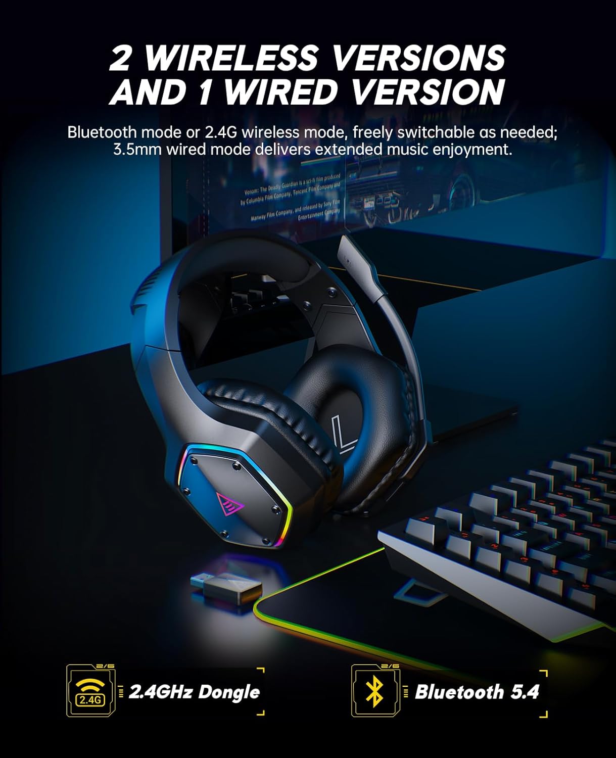 2.4GHz Wireless Gaming Headset - مراجعة Pc Gaming Rgb وسعره