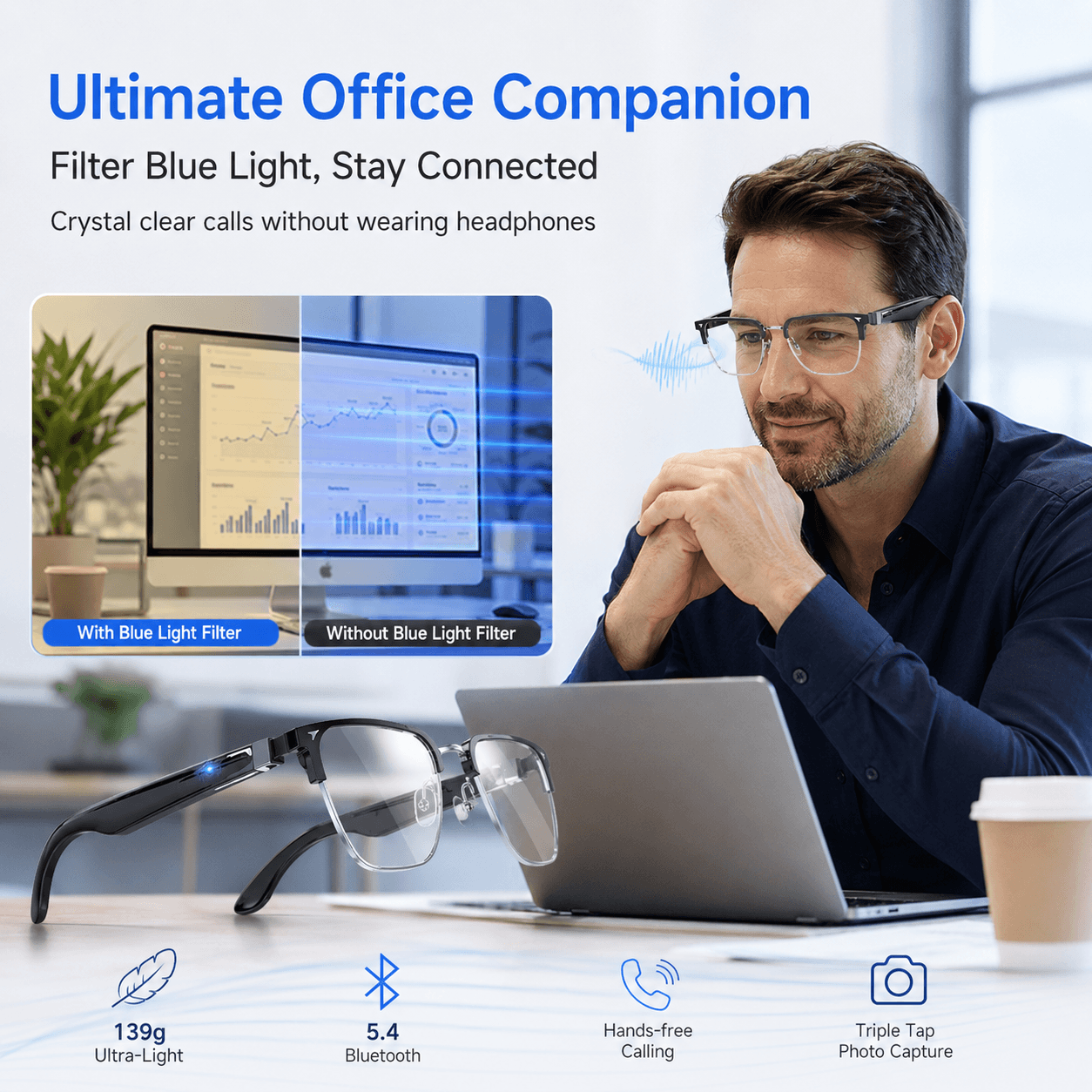AIMB V2 Smart Bluetooth Glasse - مراجعة Gaming Glasses Blue Light وسعره