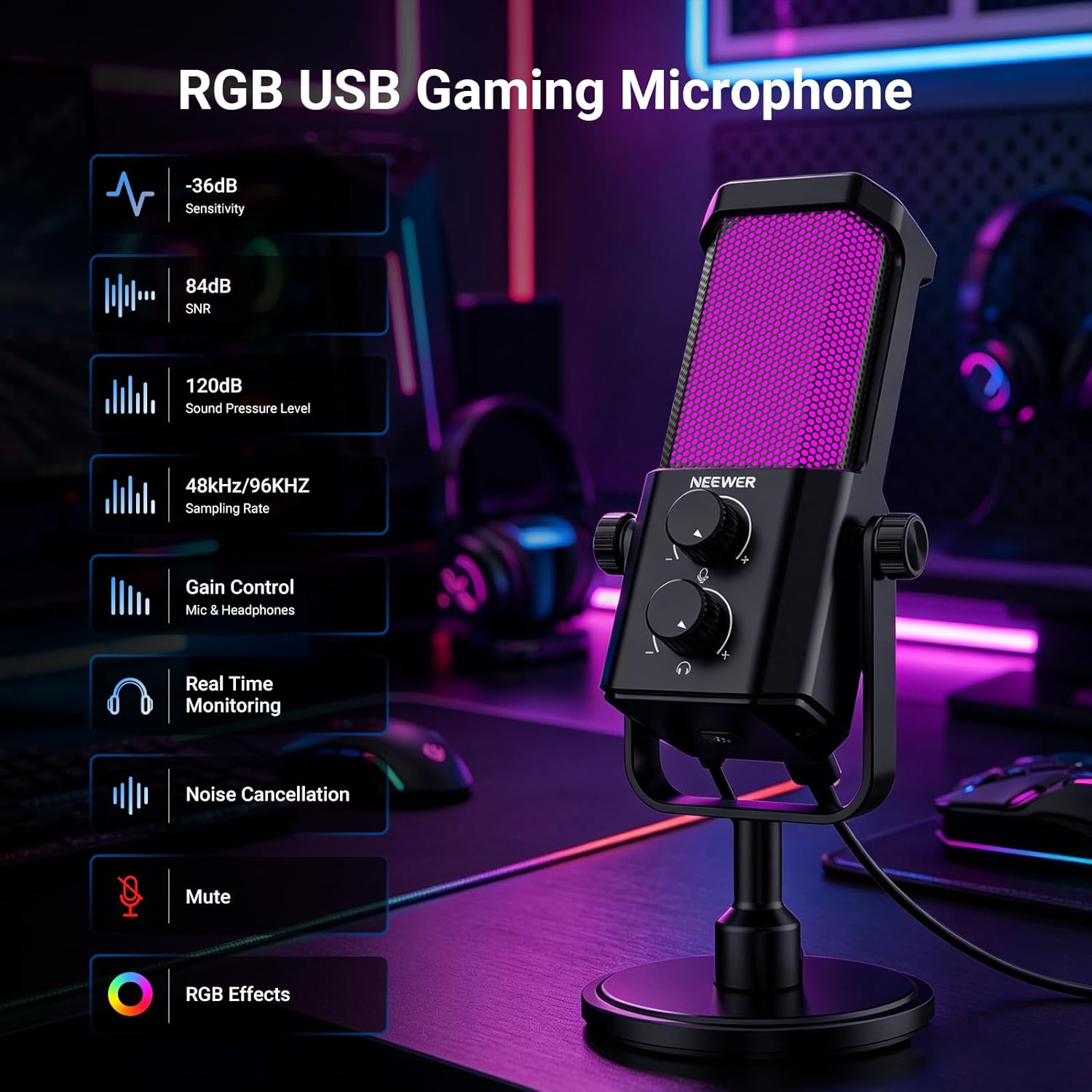 AI USB Podcasting Microphone,  - مراجعة Pc Gaming Rgb وسعره