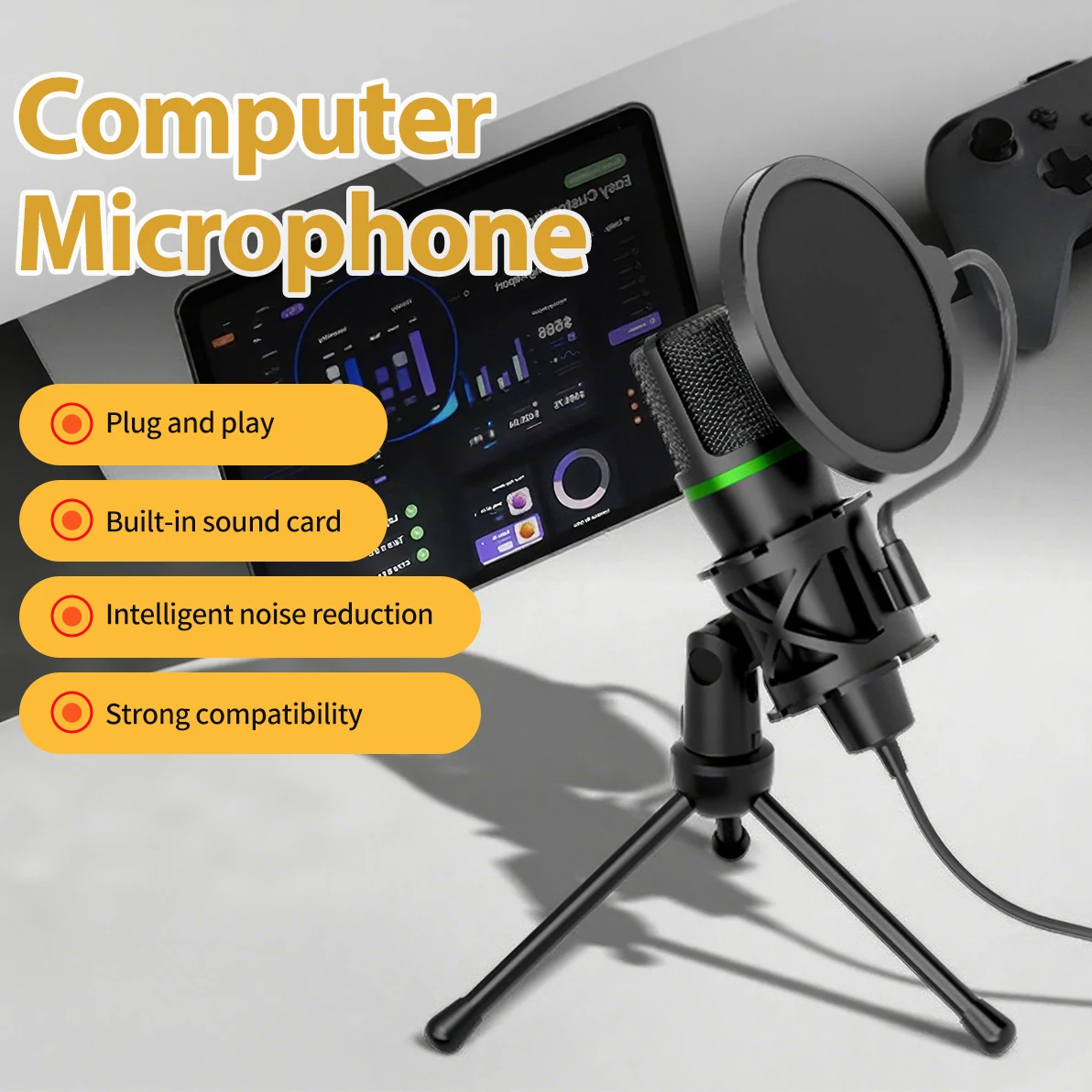 Condenser Microphone USB Wired - مراجعة Pc Gaming Live Streaming وسعره