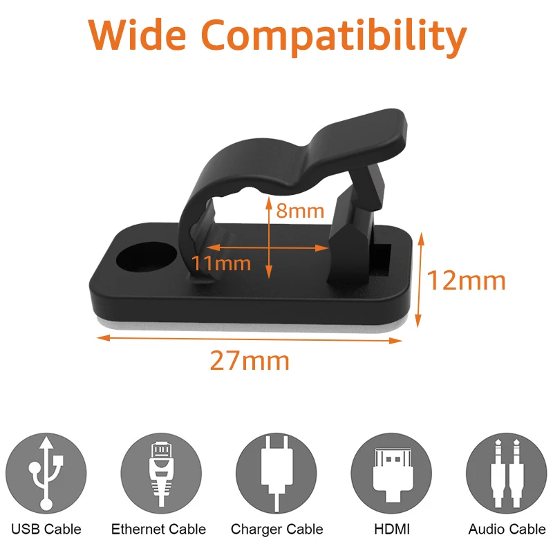 10/50PCS Cable Organizer Clips - مراجعة Cable Management Sleeve وسعره