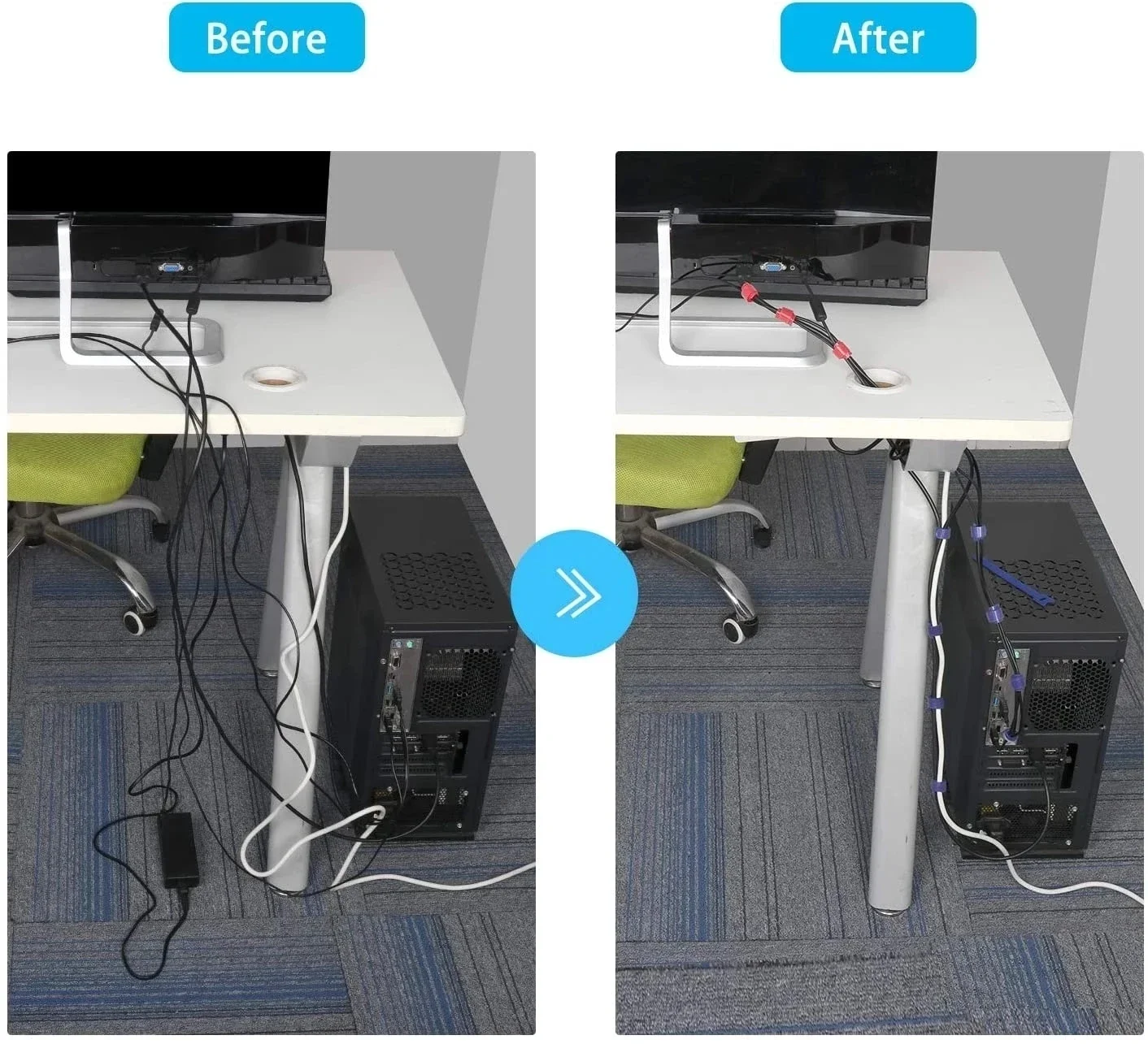 10/30/50PCS USB Cable Organize - مراجعة Cable Management Sleeve وسعره