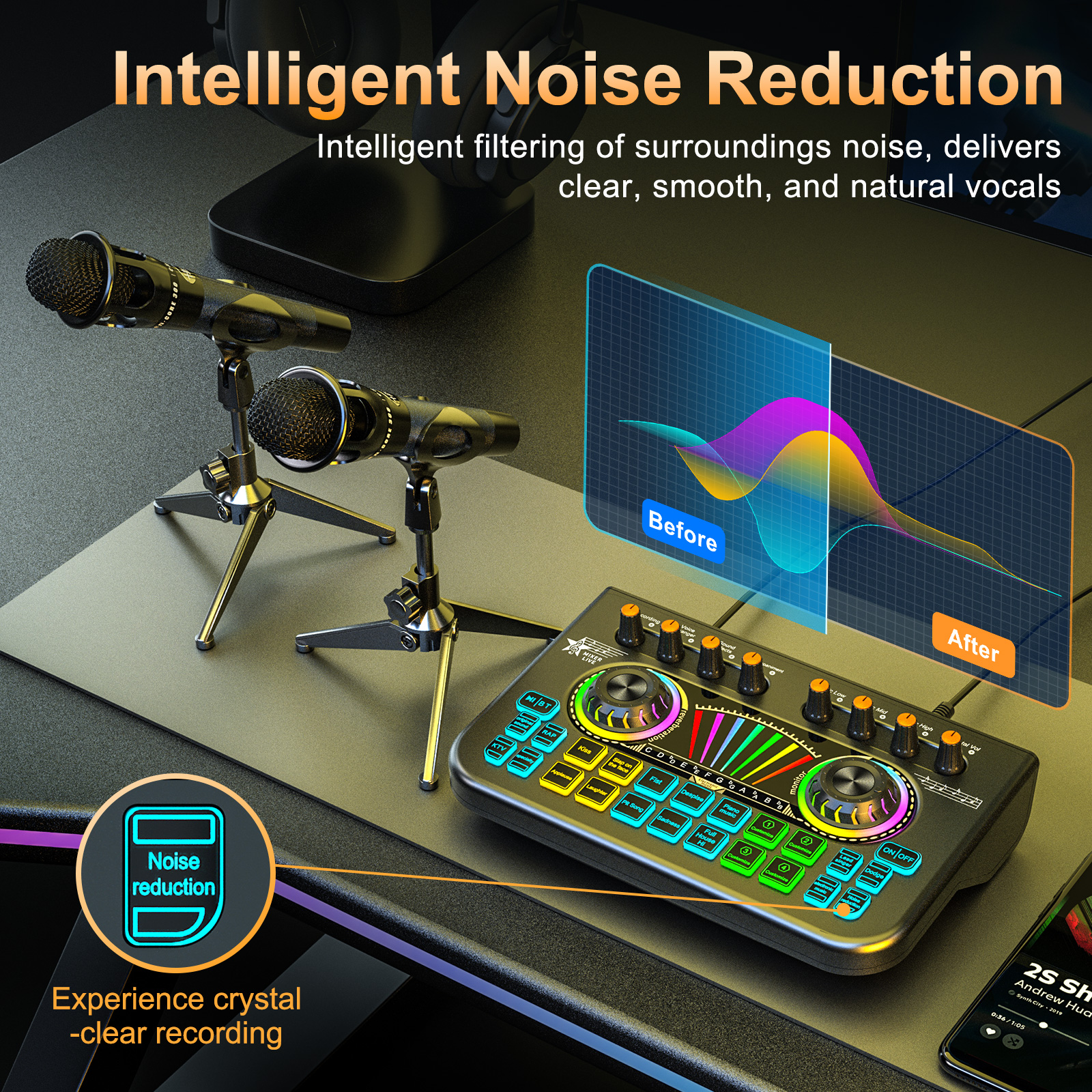Tenlamp Sound Board for Pc/Pho - مراجعة Pc Gaming Live Streaming وسعره