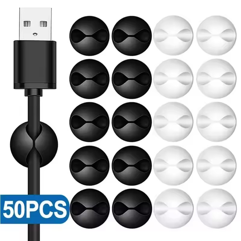 5/50Pcs Desktop Wall Cable Cli - مراجعة Cable Management Sleeve وسعره