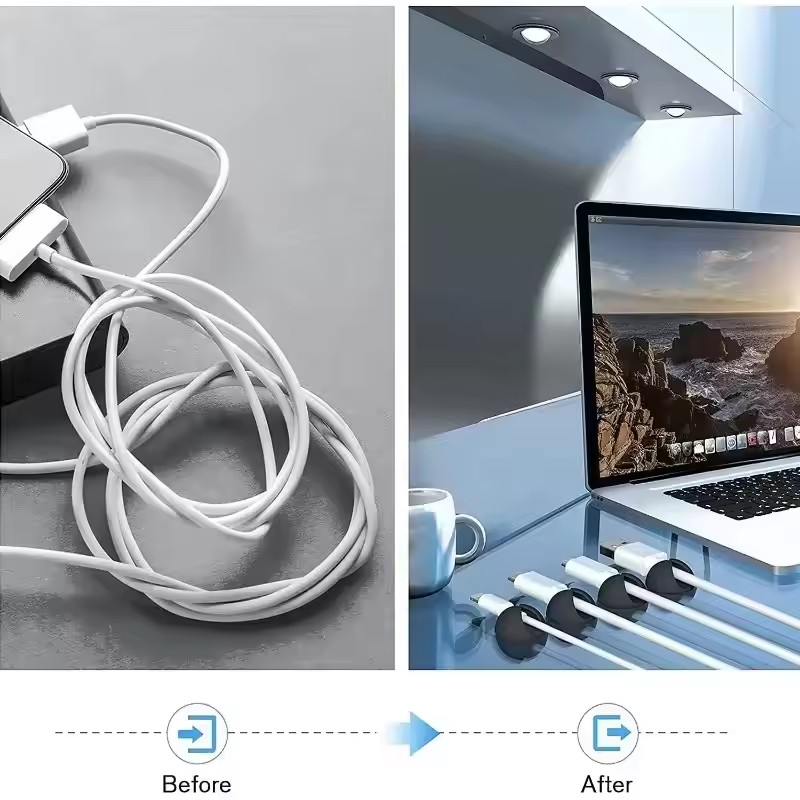 5/50Pcs Desktop Wall Cable Cli - مراجعة Cable Management Sleeve وسعره