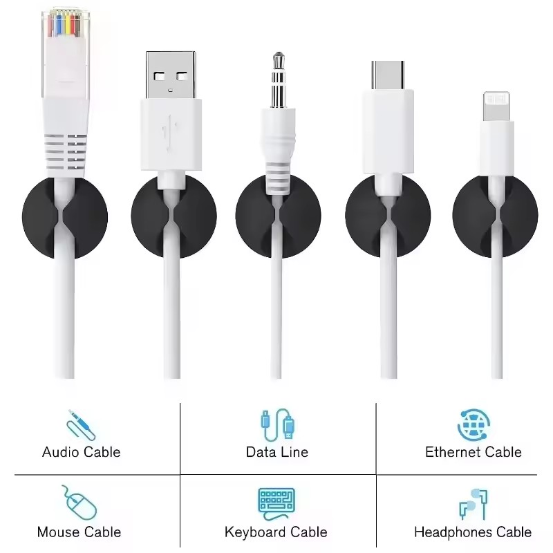 5/50Pcs Desktop Wall Cable Cli - مراجعة Cable Management Sleeve وسعره