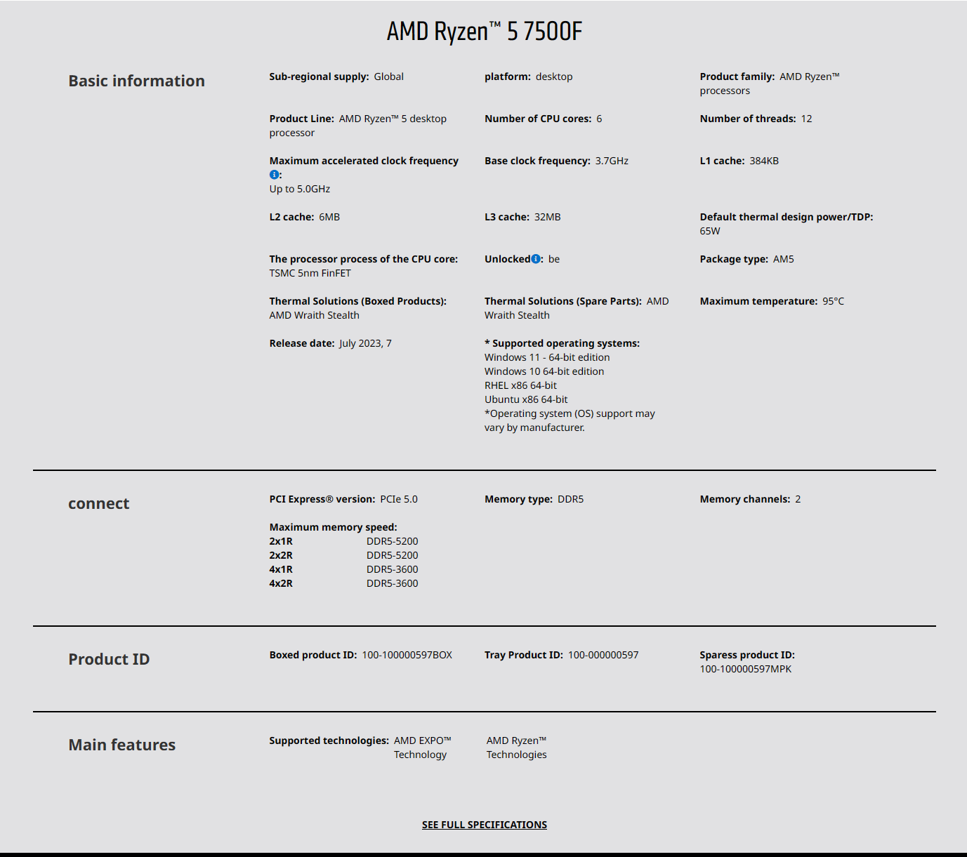 AMD Ryzen 5 7500F CPU AMD R5 7 - مراجعة Pc Gaming Amd Ryzen 5 وسعره