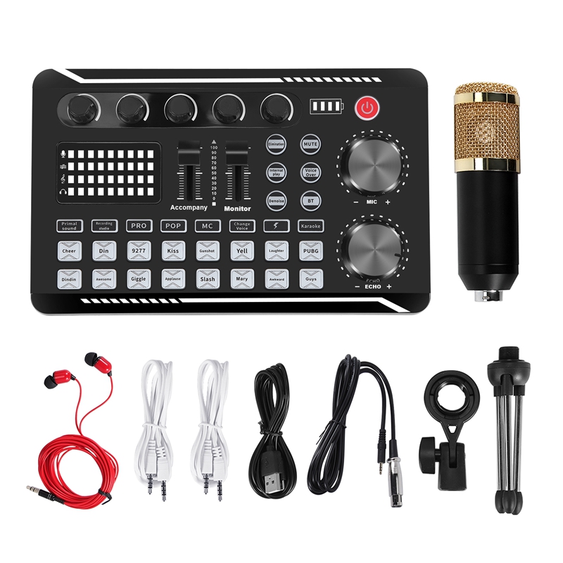 F998 Sound Card Kit,BM-800 Mic - مراجعة Pc Gaming Live Streaming وسعره