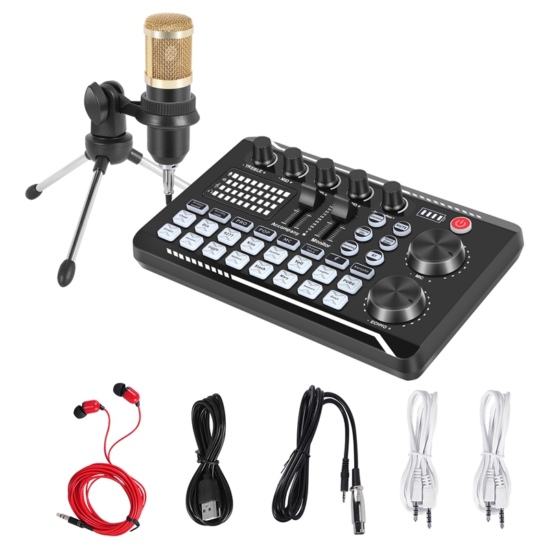 F998 Sound Card Kit,BM-800 Mic - مراجعة Pc Gaming Live Streaming وسعره