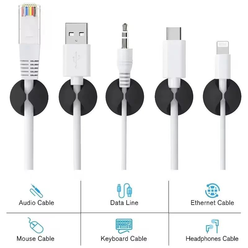 5/50Pcs Desktop Wall Cable Cli - مراجعة Cable Management Sleeve وسعره
